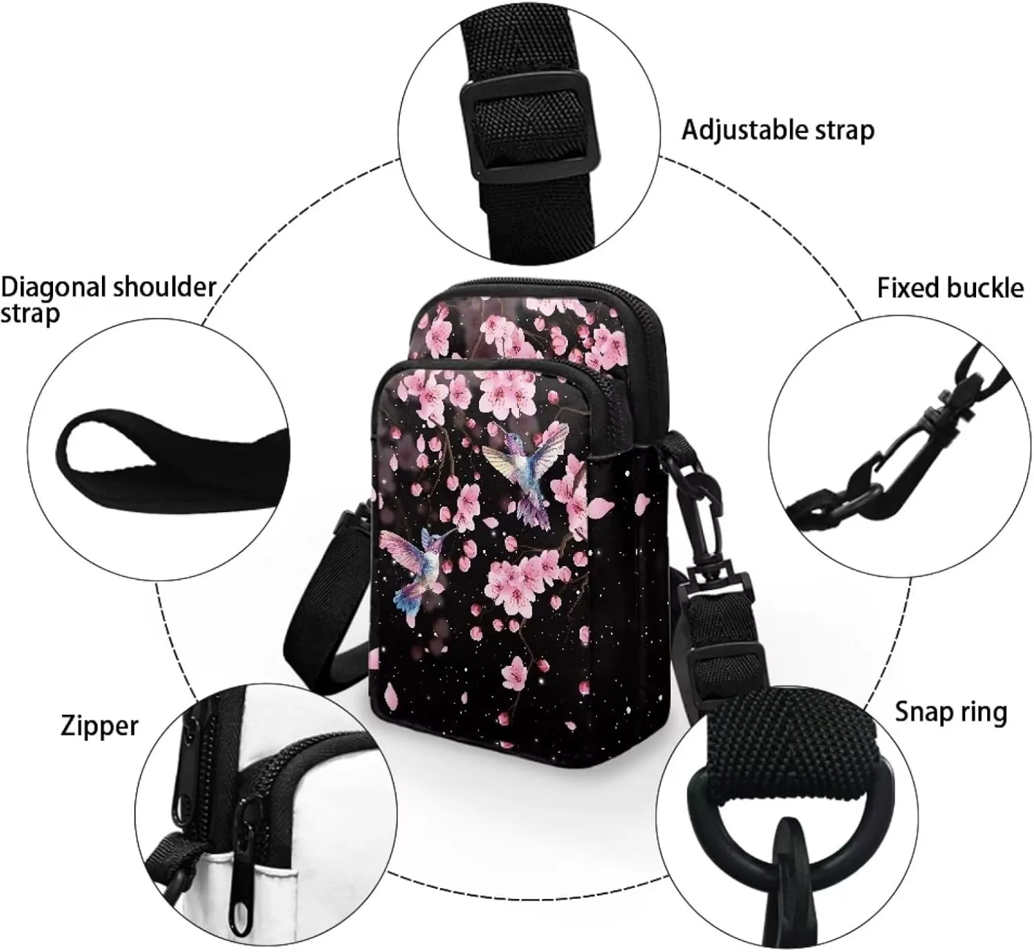 Girls Crossbody Bags Small Shoulder Bag with Zipper, Travel Satchel Bag Handbags