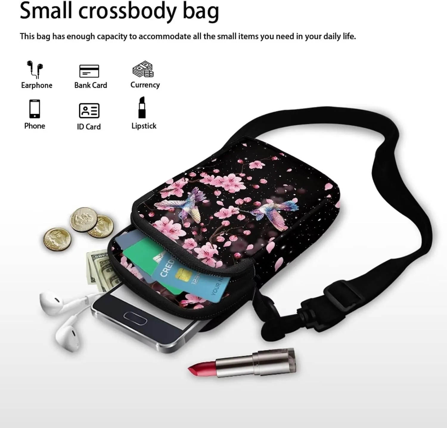 Girls Crossbody Bags Small Shoulder Bag with Zipper, Travel Satchel Bag Handbags