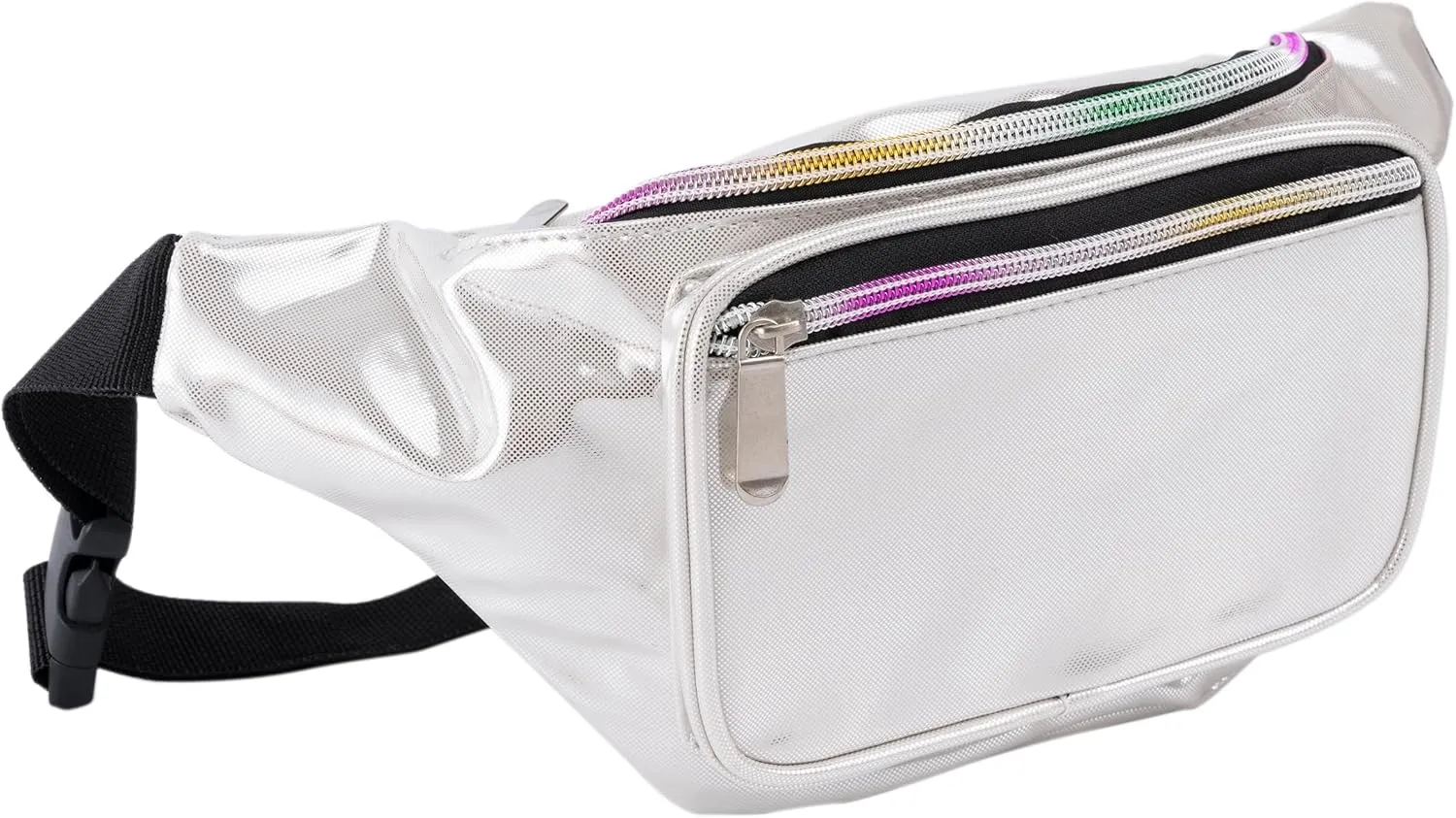 Holographic 80s 90S Rave Stars Neon Transparent Gravel Fanny Pack for Women - Great Waist Pack for Games, Concerts, Rave, Festival, Travel