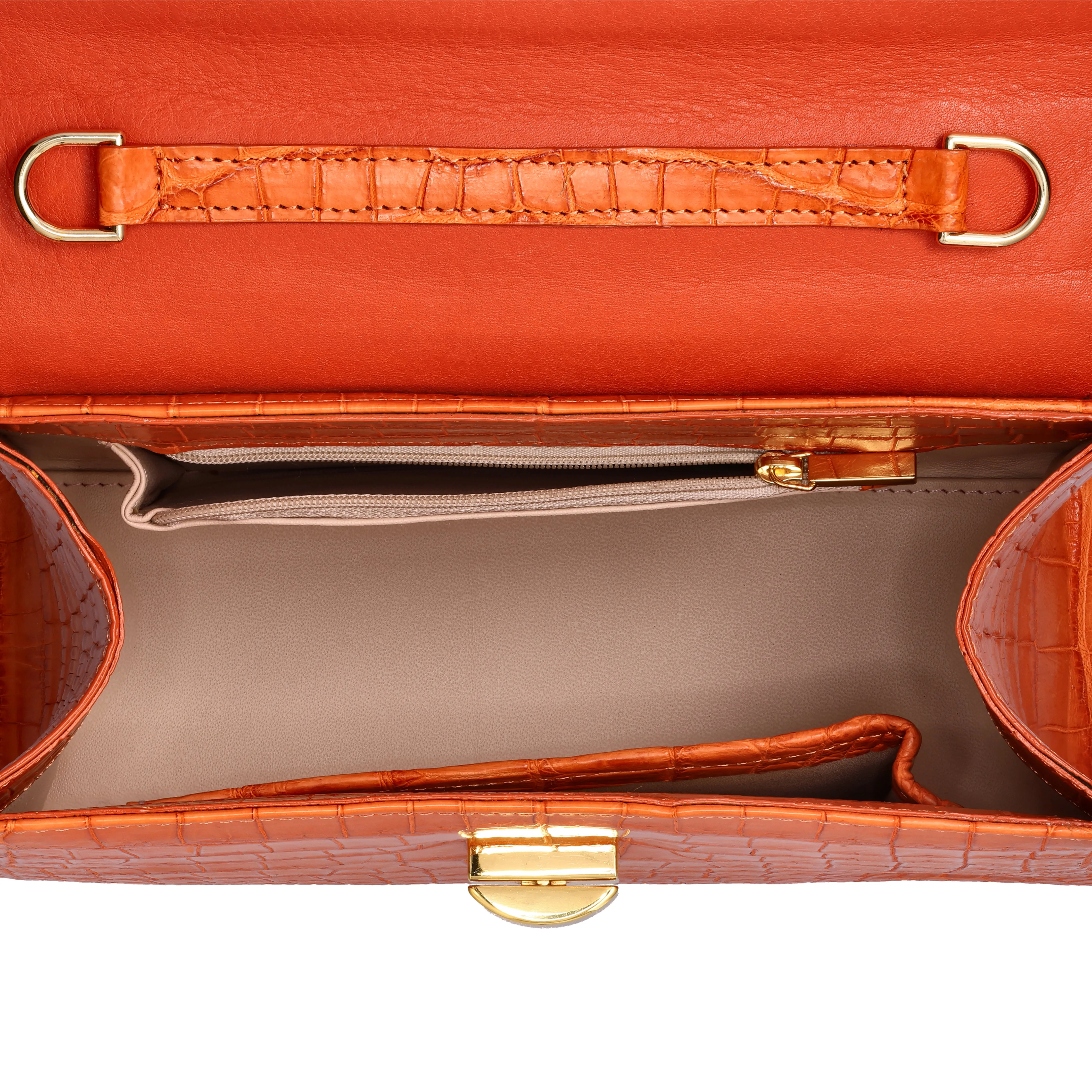 Kelly.T - Orange Nile Crocodile Leather Bag