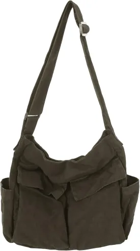 KlaOYer Canvas Messenger Bag Large Hobo Bag Crossbody Shoulder Bag Tote Bag with Pocket for Women and Men