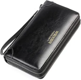 Large Wallet Clutch Long Leather Phone Purse Business Hand Clutch Bag Card Holder Travel Wallet for Men Women Father Husband