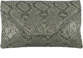 LONI Womens Stylish Large Envelope Faux Snakeskin Clutch Bag/Shoulder Bag