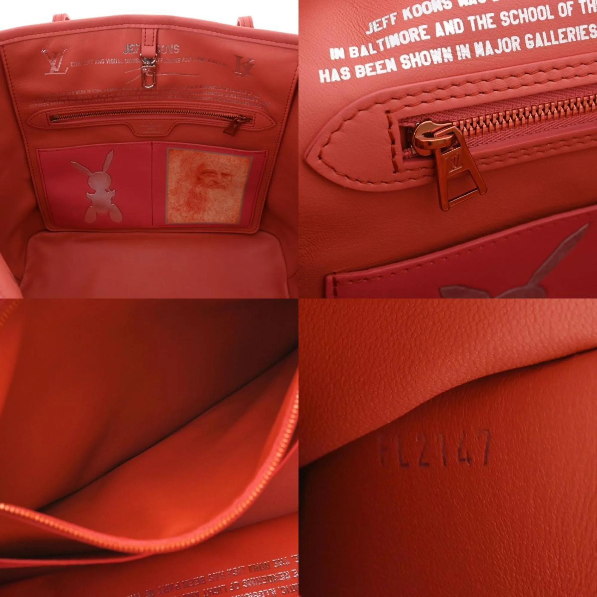 LOUIS VUITTON Da Vinci Masters Collection Neverfull MM Poppy Petal M43373 Women's Leather Tote Bag