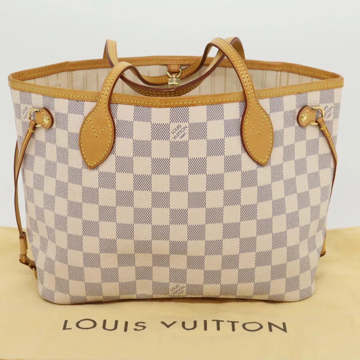 LOUIS VUITTON Damier Azur Neverfull PM Tote Bag N51110 LV Auth am2792g