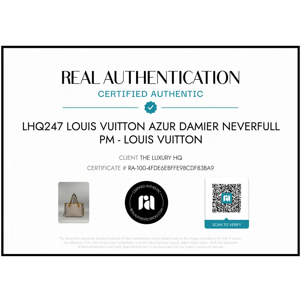 LOUIS VUITTON Neverfull PM Damier Azure LHQ247