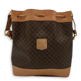 Macadam Bucket Bag Brown in Coated Canvas, Gold hardware