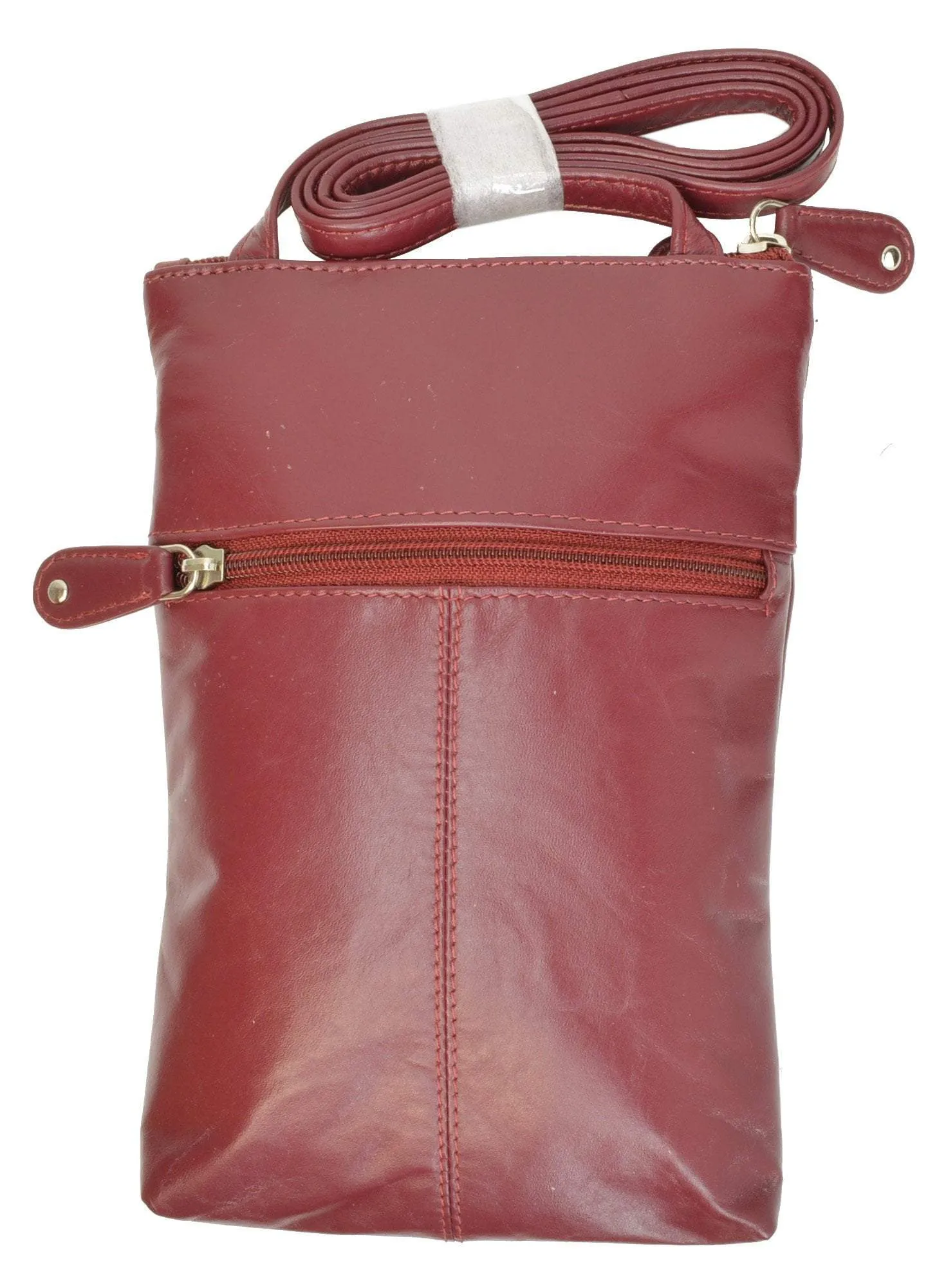 Marshal Genuine Leather 4 Zipper Compartment Crossbody Purse Shoulder Bag