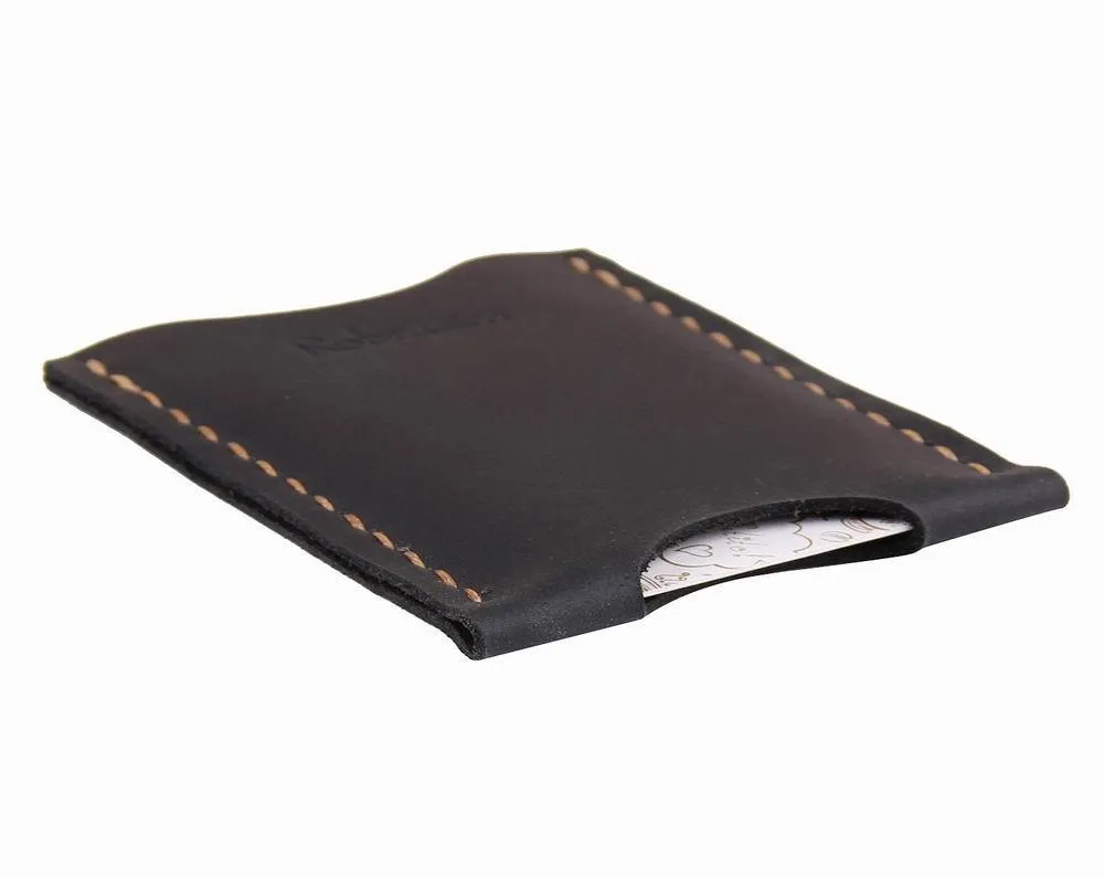 Minimalist Handmade Leather Card Wallet Money Clip