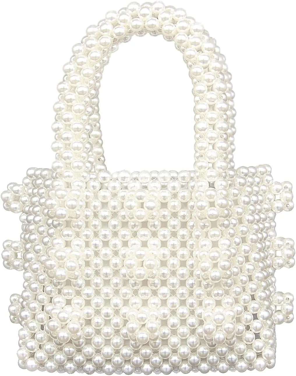 Miuco Womens Beaded Handbags Handmade Weave Crystal Pearl Mini Bags Wedding clutch