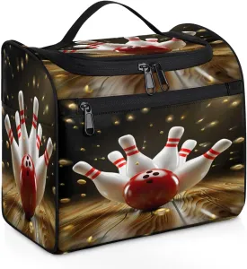 Modern Bowling Ball Travel Toiletry Bag for Men and Women, Large Hanging Makeup Bag Organizer Toiletries Bag for Travel, Cosmetic Bag with Handle