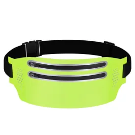 Outdoor Double Zipper Sports Waterproof Lycra Body Slim Waist Bag(Green)