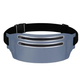 Outdoor Double Zipper Sports Waterproof Lycra Body Slim Waist Bag(Grey)