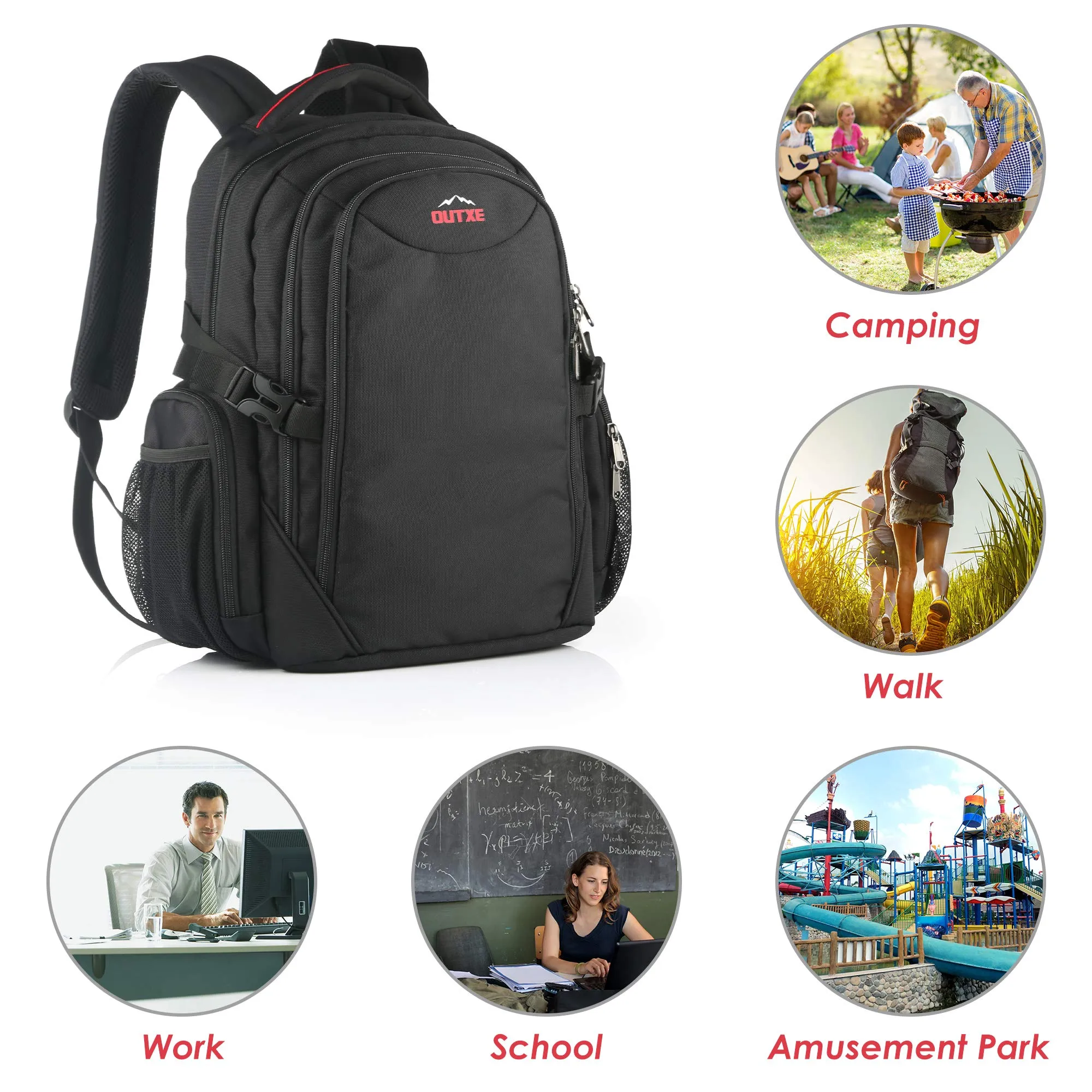 OUTXE Cooler Backpack Insulated Cooler Bag 20L for 14" laptops Lunch Backpack,Black