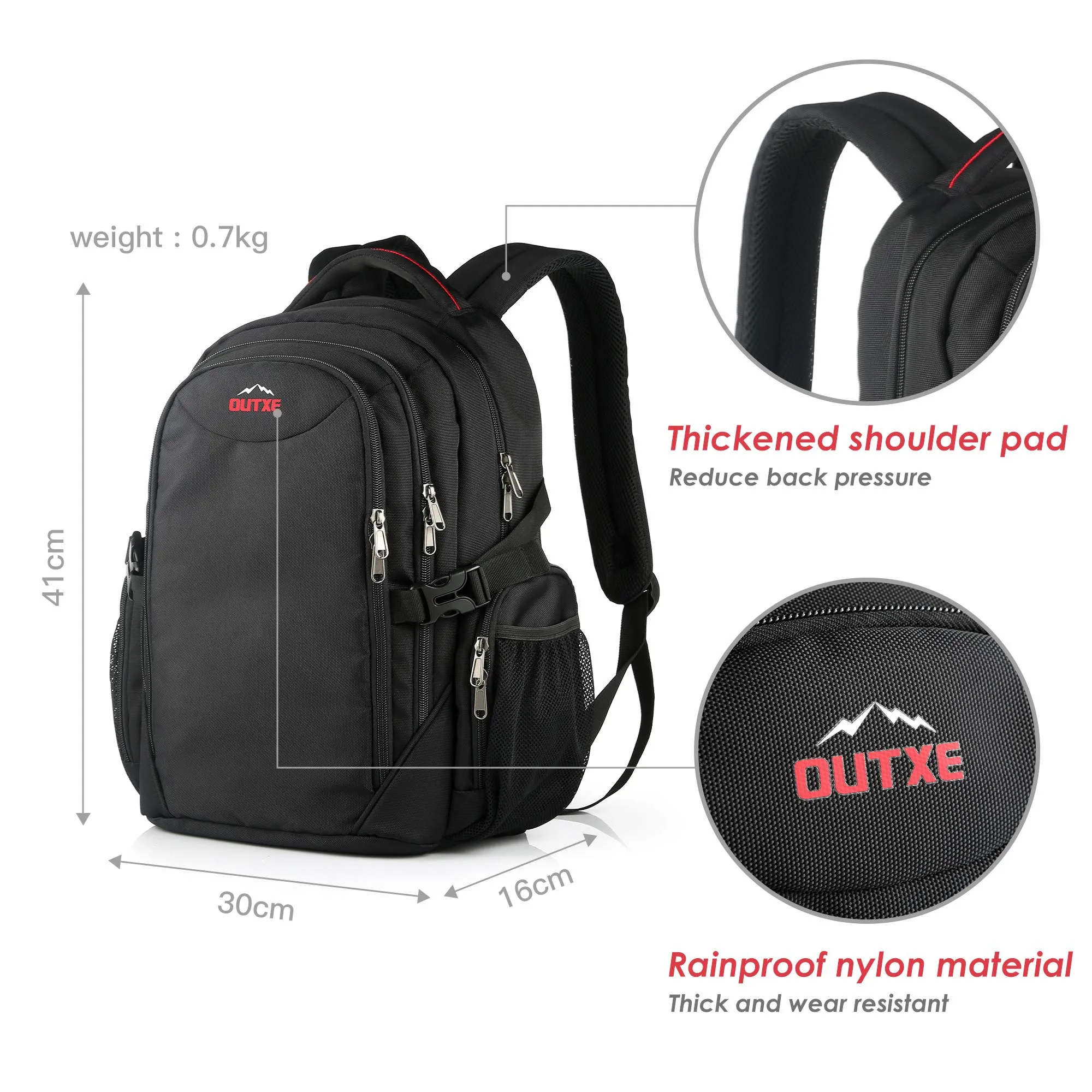 OUTXE Cooler Backpack Insulated Cooler Bag 20L for 14" laptops Lunch Backpack,Black