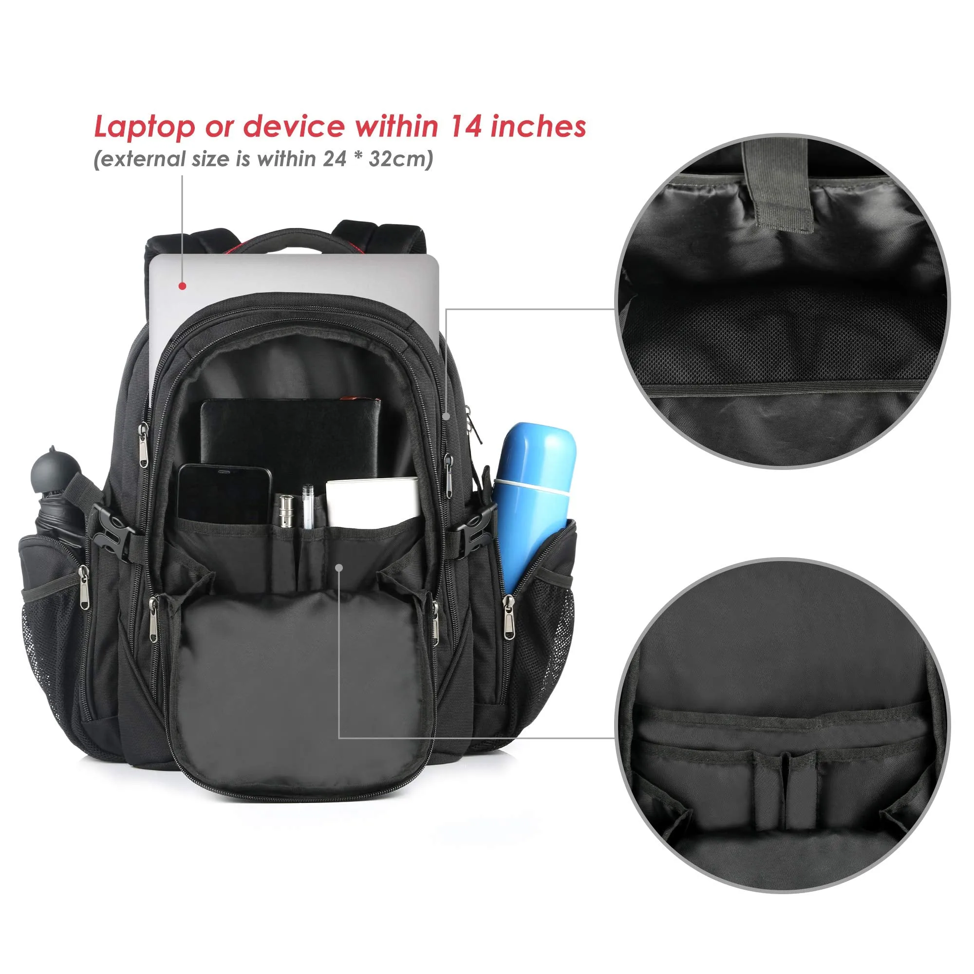 OUTXE Cooler Backpack Insulated Cooler Bag 20L for 14" laptops Lunch Backpack,Black
