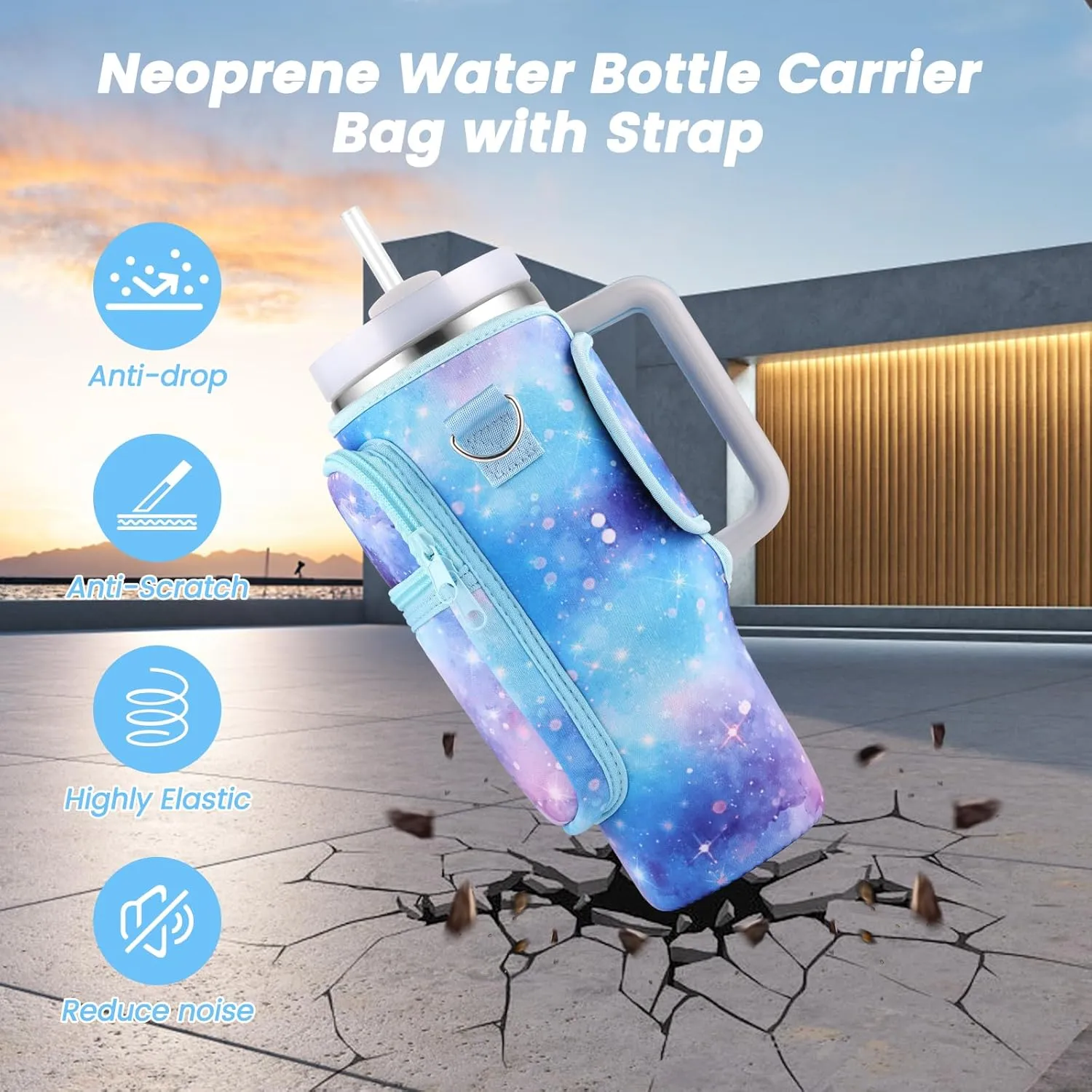 OUTXE Water Bottle Carrier Bag for 30 oz 40 oz Stanley Tumbler with Handle, Water Bottle Holder with Strap& Phone Pocket, Stanley Cup Accessories for Walking, Outdoor, Gym