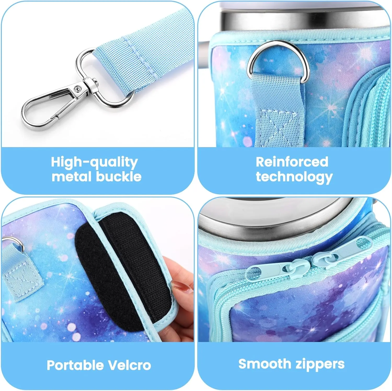 OUTXE Water Bottle Carrier Bag for 30 oz 40 oz Stanley Tumbler with Handle, Water Bottle Holder with Strap& Phone Pocket, Stanley Cup Accessories for Walking, Outdoor, Gym