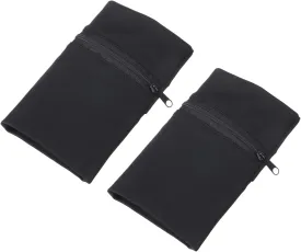 PATIKIL 6"x 4" Wrist Pouch, 2 Pcs Wrist Wallet Sports Wristband Wallet with Zipper Pocket for Running Jogging Hiking Cycling Yoga, Black