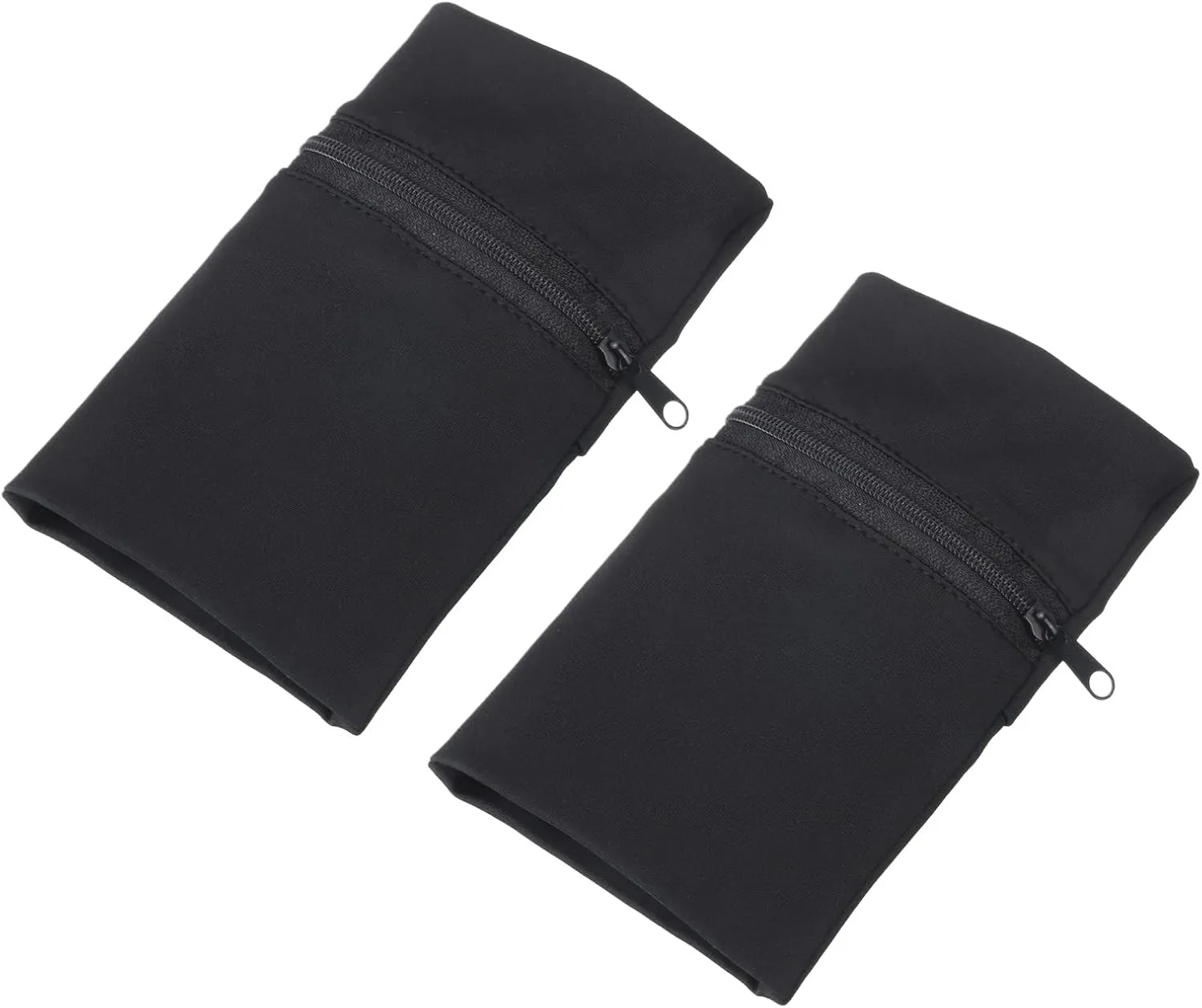 PATIKIL 6"x 4" Wrist Pouch, 2 Pcs Wrist Wallet Sports Wristband Wallet with Zipper Pocket for Running Jogging Hiking Cycling Yoga, Black