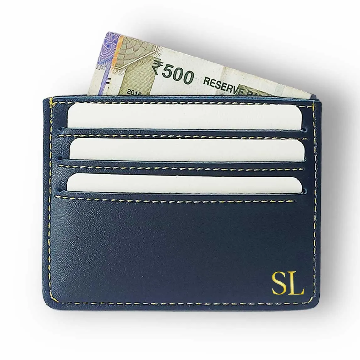 Personalised Credit Card Wallet Holder With Add Initials - Black