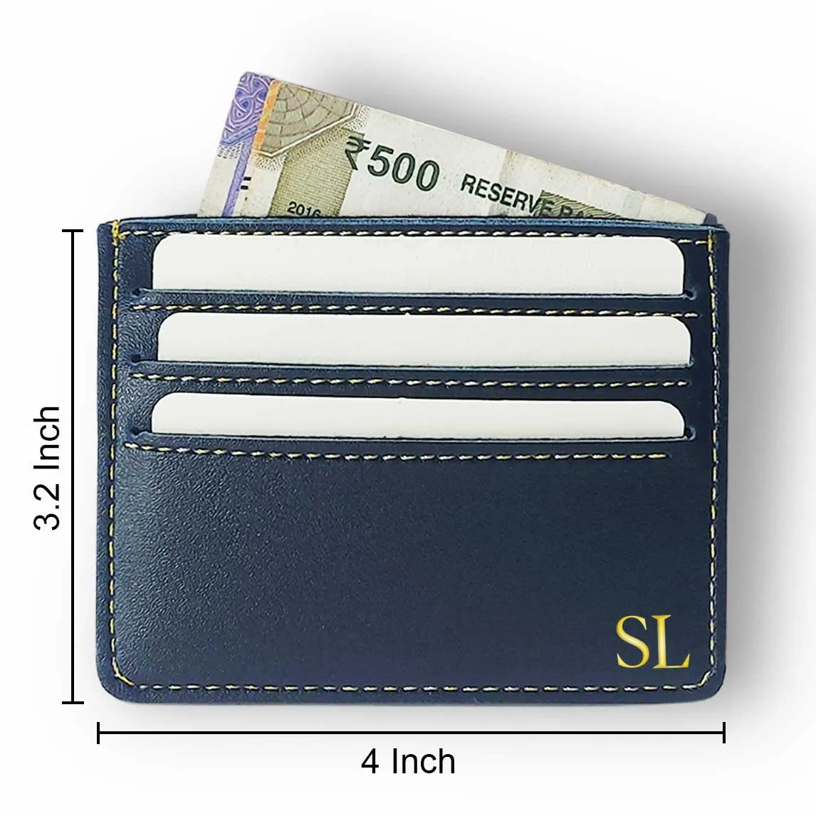 Personalised Credit Card Wallet Holder With Add Initials - Black