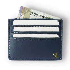 Personalised Credit Card Wallet Holder With Add Initials - Black