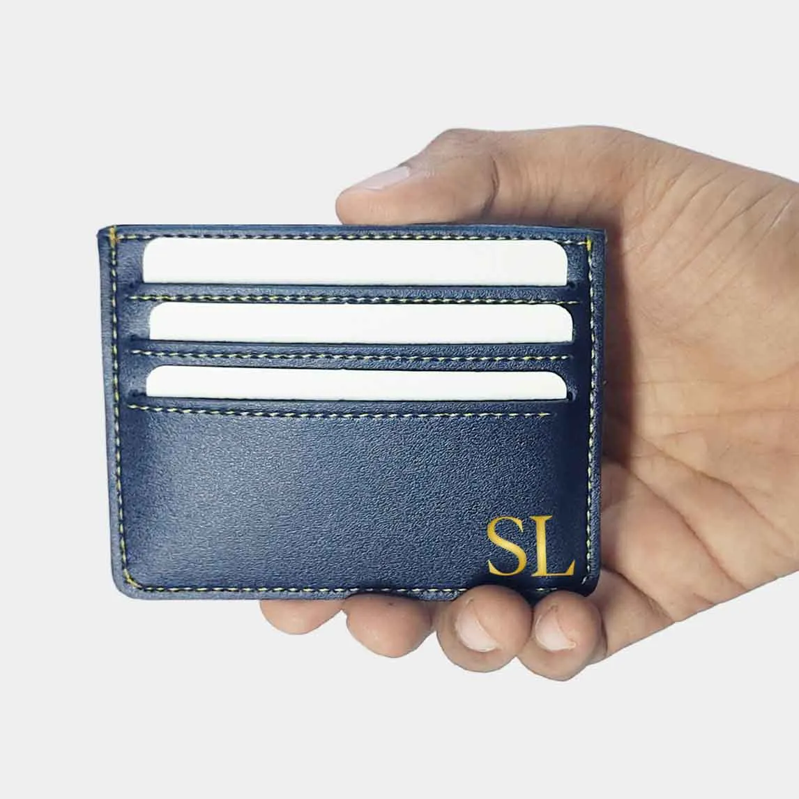 Personalised Credit Card Wallet Holder With Add Initials - Black