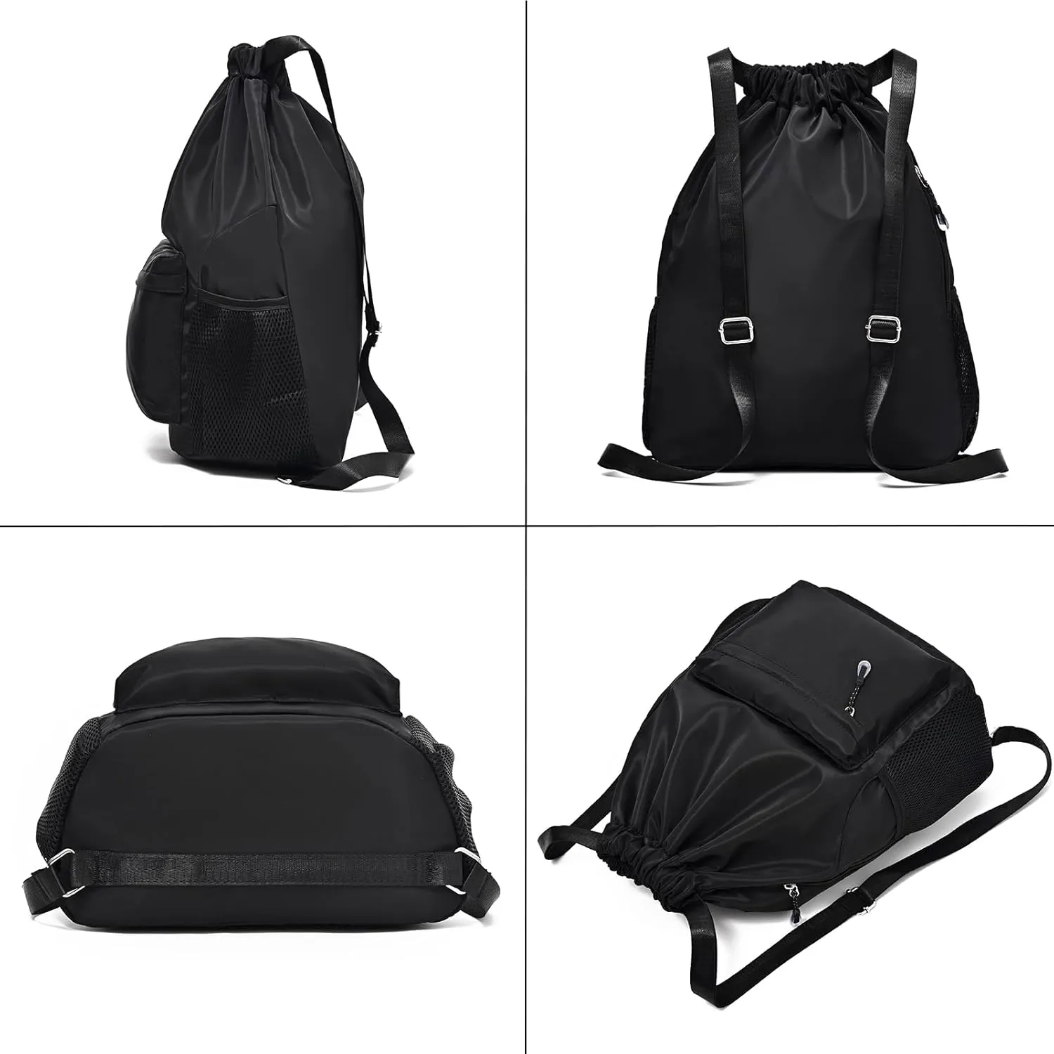 Red Drawstring Backpack for Women, Waterproof Drawstring Gym Bag for Men, Small Cinch Sack for Basketball, Pull String Sport Bag for Soccer.