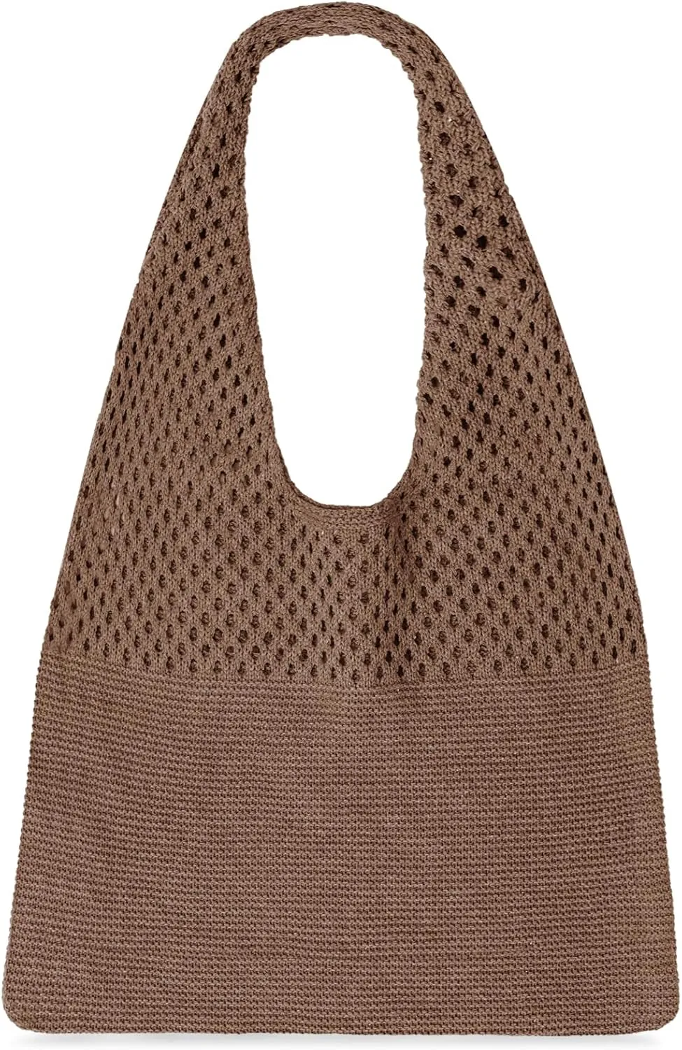 SANSTHS Crochet Mesh Beach Tote Bag Retro Hobo Knitted Bag Woven Tote Summer Shoulder Bag for Women