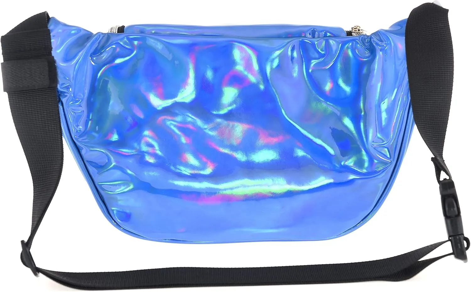 Shiny Neon Fanny Bag for Women Rave Festival Hologram Bum Travel Waist Pack (Blue)