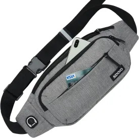 SINNO Large Crossbody Fanny Pack for Women Men Belt Bag With 4-Zipper Pockets for Travel Running Hiking Workout Dog Walking Outdoors Sport Fishing Waist Pack Bag Carrying All Phones