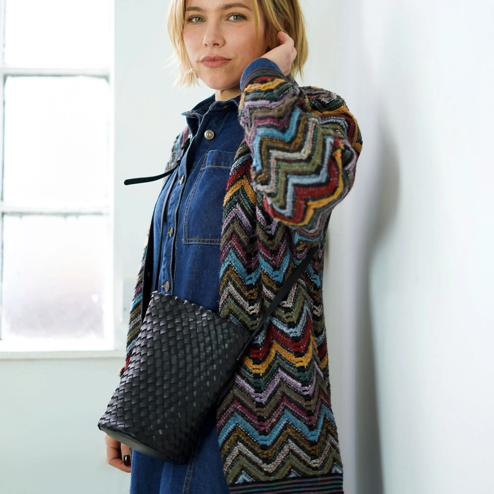 The Woven Leather Bucket Bag