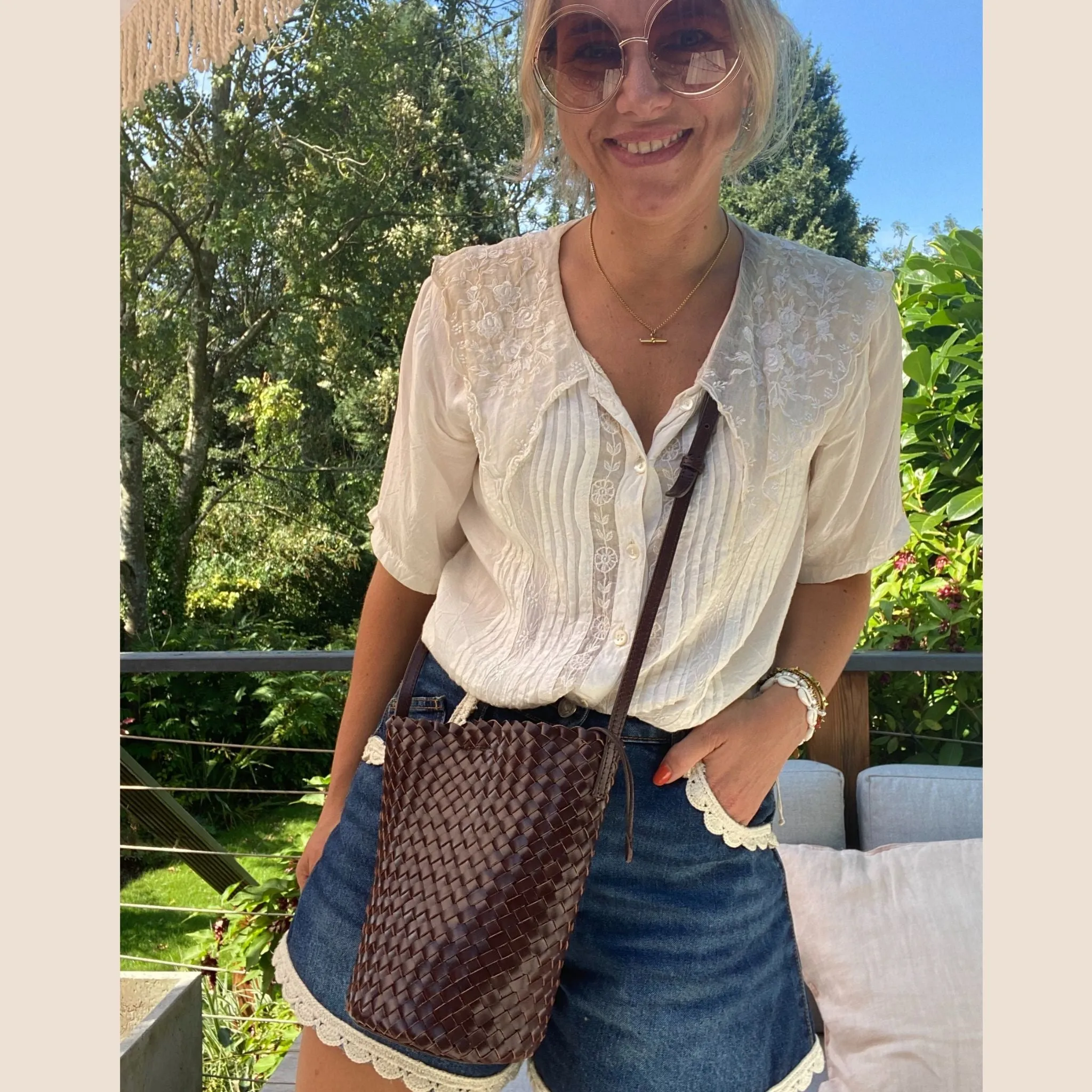 The Woven Leather Bucket Bag