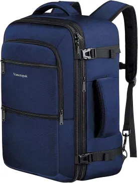 Vancropak Carry On Backpack, 50L Expandable Extra Large Travel Backpack, Flight Approved Water Resistant Luggage Suitcase Daypack, Lightweight Personal Business Weekender Bag for Men & Women, Blue