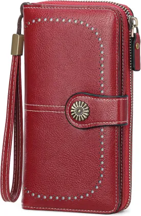 Wallets for Women Leather Credit Card Holder with RFID Blocking Holder Bifold Wristlet Clutch Wallet