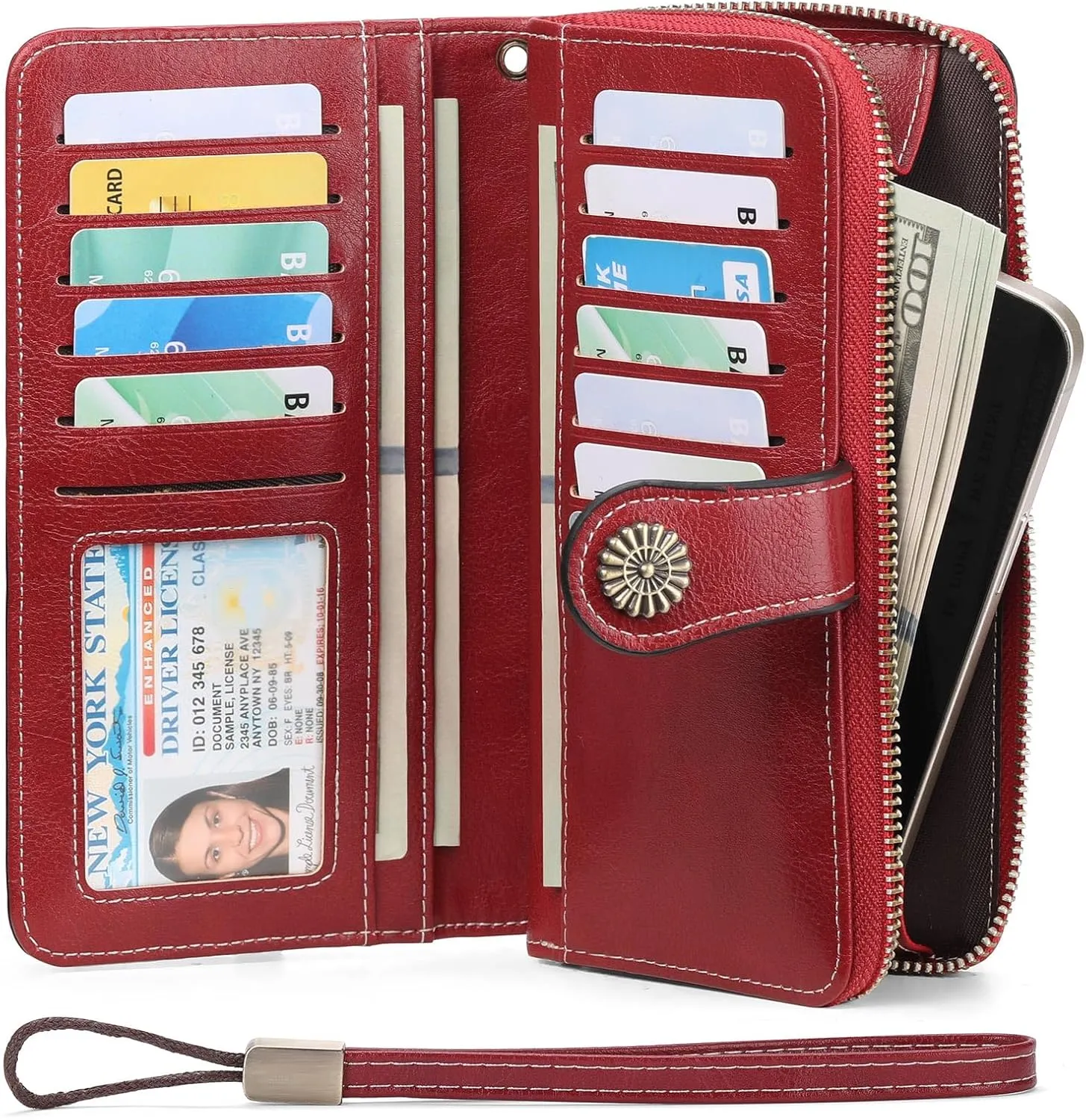 Wallets for Women Leather Credit Card Holder with RFID Blocking Holder Bifold Wristlet Clutch Wallet