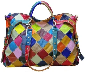 Women's Multicolor Tote Handbag Genuine Leather Random Color Hobo Shoulder Purse