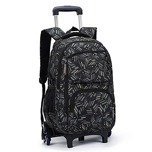 Xhhwzb Rolling Backpack, Trolley School Bags Backpack With 6 Wheels Climbing Stairs (Color : B)