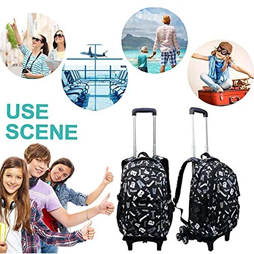 Xhhwzb Rolling Backpack, Trolley School Bags Backpack With 6 Wheels Climbing Stairs (Color : B)